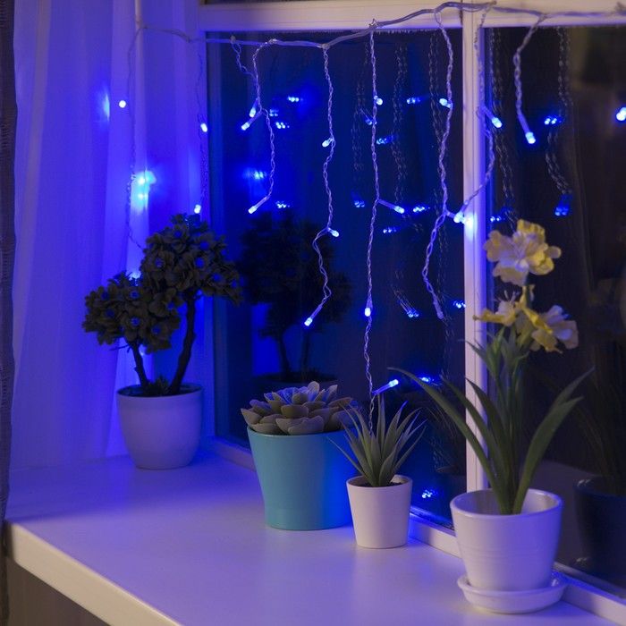 БАХРОМА, Ш:3 м, В:0.5 м, Н.С. LED-80-220V, 8 режимов, СИНИЙ