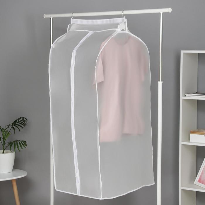 Чехол для одежды плотный Доляна, 60×100×50 см, PEVA, цвет белый