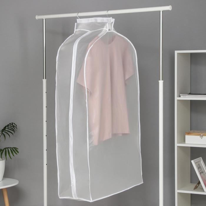 Чехол для одежды плотный Доляна, 60×100×30 см, PEVA, цвет белый