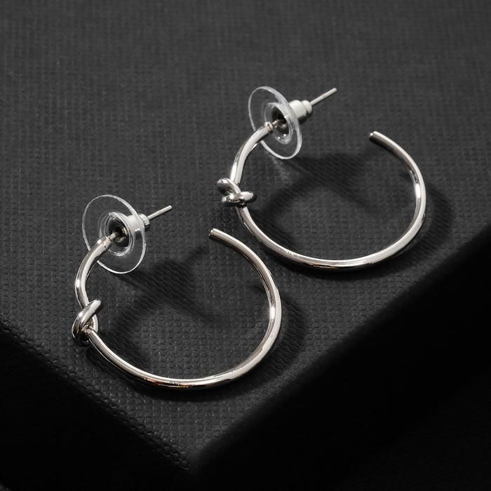 Серьги-кольца "Перерождение" классика, d=2.5 см, цвет серебро