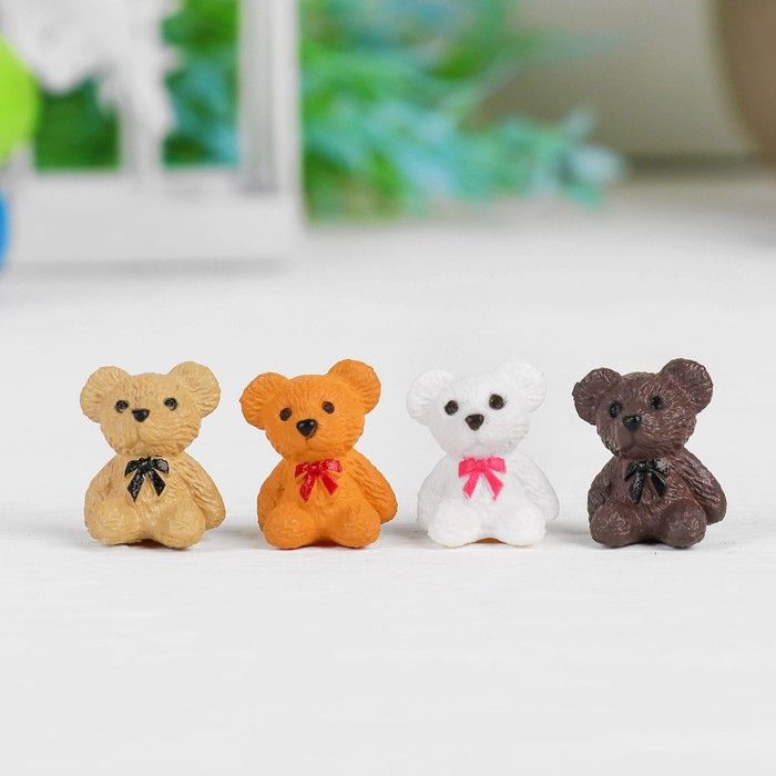 Миниатюра кукольная "Мишка", набор 4 шт, размер 1 шт 1,8*1,4*1,1 см, цвета МИКС