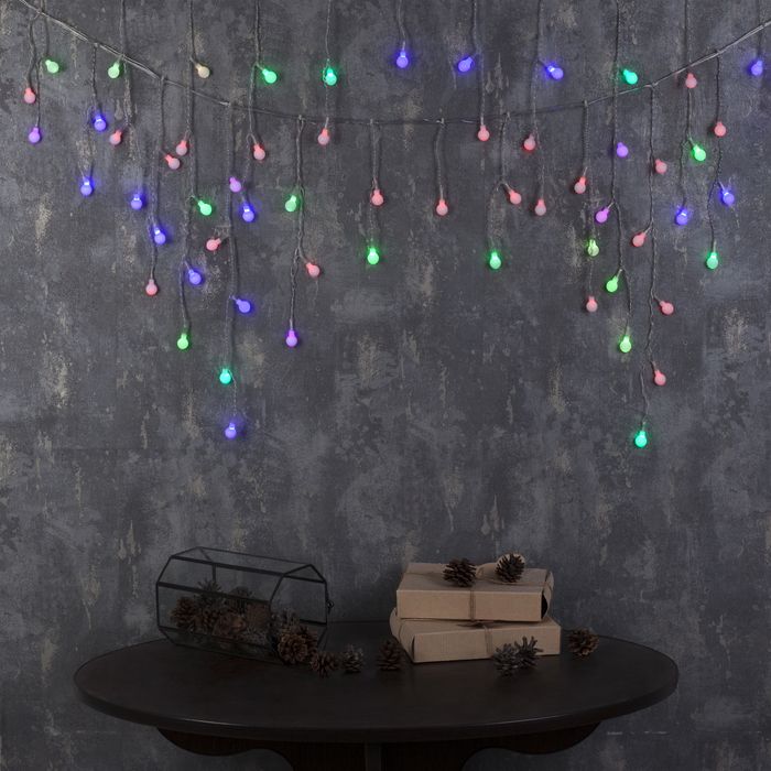 БАХРОМА, Ш:3 м, В:0.5 м, Н.С. "Шарики" LED-80-220V, моргает, МУЛЬТИ (RG/RB)