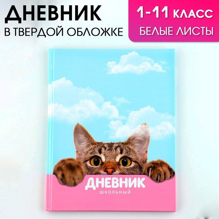 Дневник школьный 1-11 класс универсальный «Котик», твердая обложка 7БЦ, глянцевая ламинация, 40 листов.